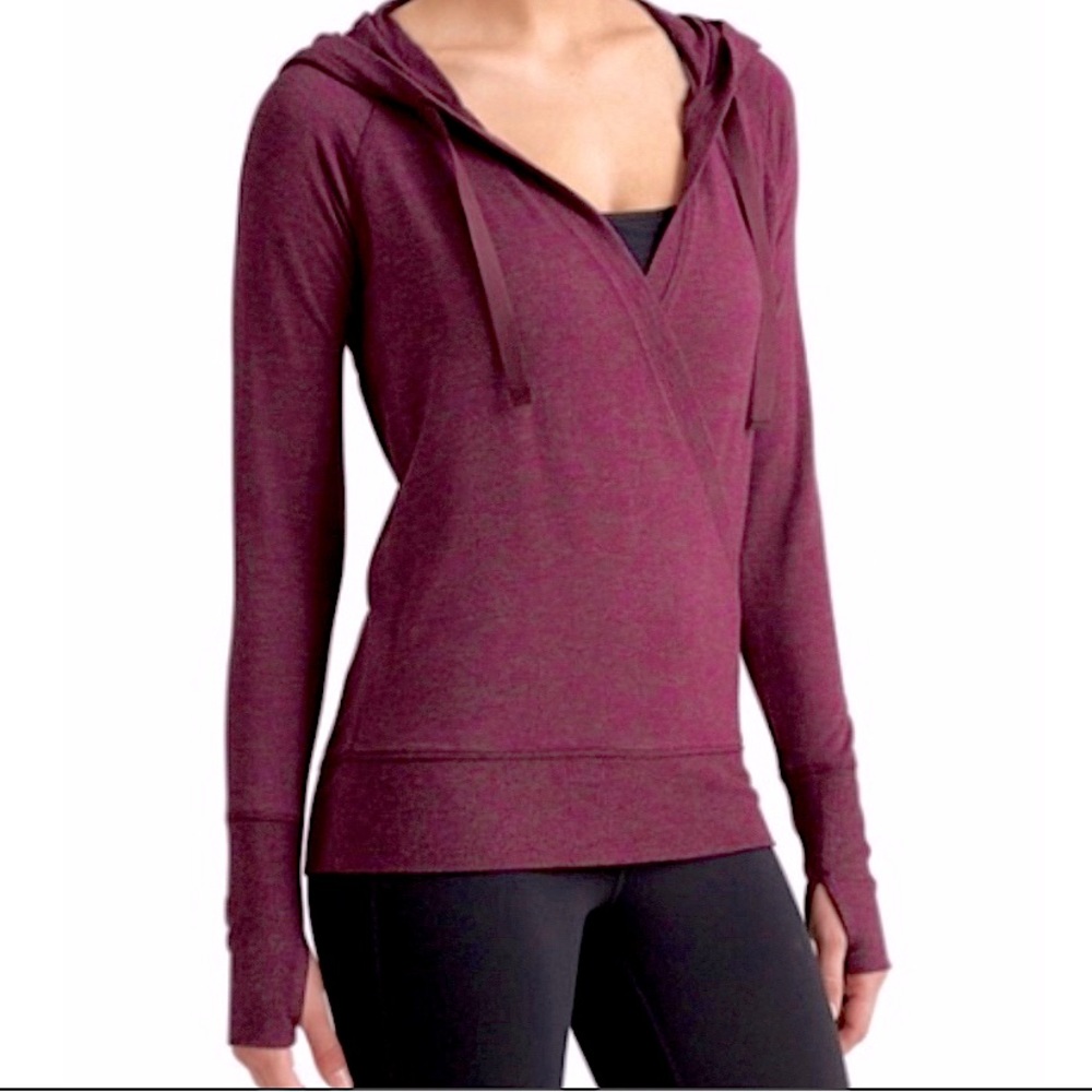 Athleta Inner Twist Faux Wrap Athletic Yoga Hoodie - Eggplant Purple, Size XS